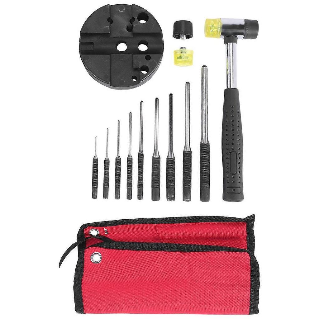 Roll Pin Punch Set with Storage Pouch,Smithing Punch Removing Repair Tools,with Bench Block Pin Punc