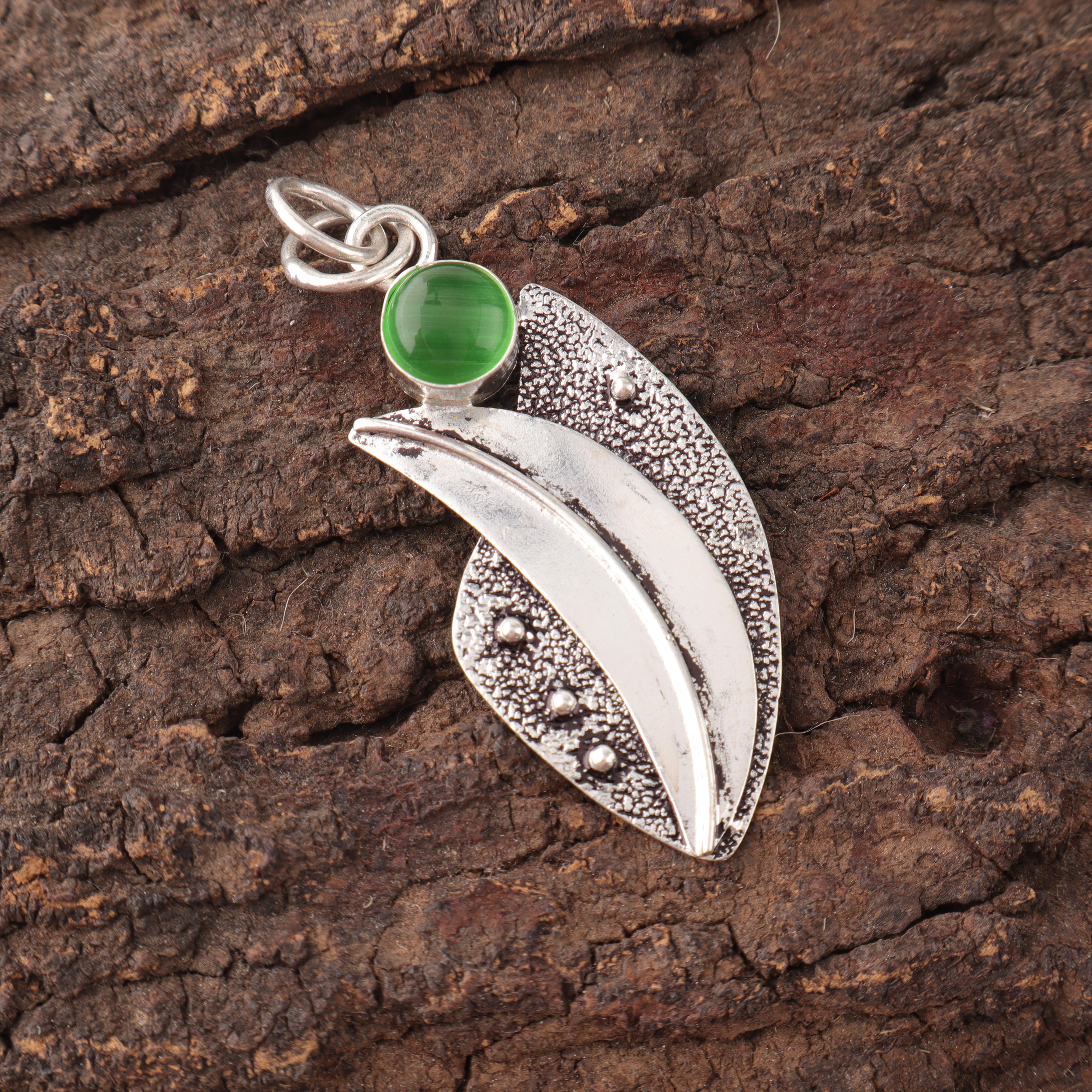 

Украшения из драгоценного камня «зеленый кошачий глаз», украшения из стерлингового серебра 925 пробы, духовные украшения ручной работы для свадебного подарка 2.05 Inches зелёный