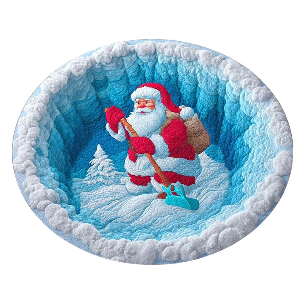 60*60cm Christmas Round Carpet Crystal Velvet Red Christmas Tree Base Mat 3D Special-shaped Anti-Slip Entrance Carpet