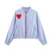 Za Autumn New Women clothes 2025 Western Style Fashion Stripe Love Stickers Cloth Decoration Zip-up Pocket Jacket