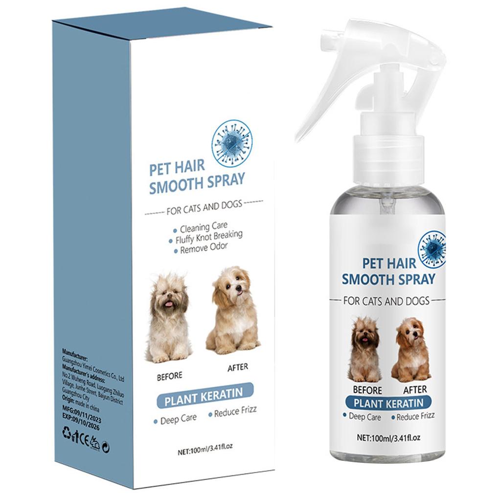 Pet Hair Smoothing Spray, Anti-static Spray For Cats And Dogs, Detangling, Moisturizing, Repairing And Beautifying Hair 100ML