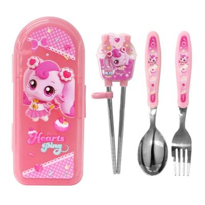 Sweet and Sour Catch Tiniping All-in-one Spoon + Fork + Corrected Chopsticks Full Set, Ha Chuping, Spoon + Fork + Corrected Chopsticks + Case, 1 Set