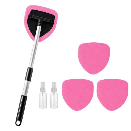 

Инструмент для чистки лобового стекла Щетка для чистки автомобиля Выдвижная палка для чистки лобового стекла Очиститель автомобильных окон Ткань из микрофибры Щетка для мойки автомобиля розовый