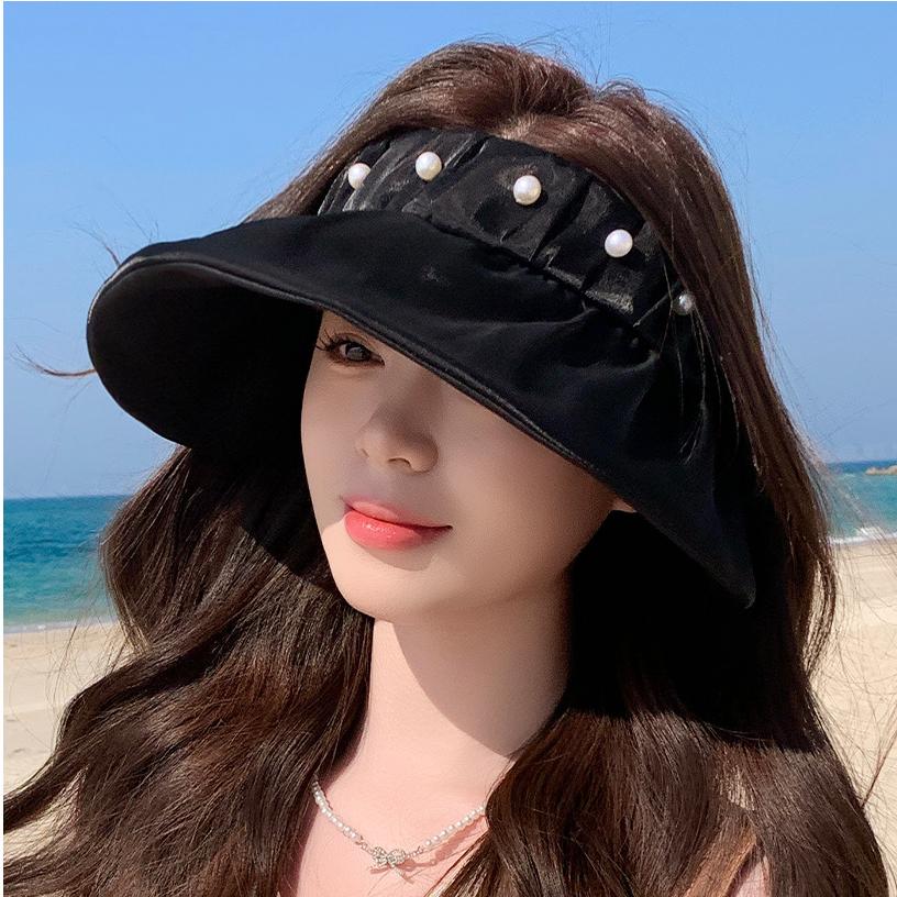 

Women s Chic Knitted Organdy Open-Top Sun Hat Elegant Versatile Goddess Style Light Luxury UV Protection Summer Accessory M чорний