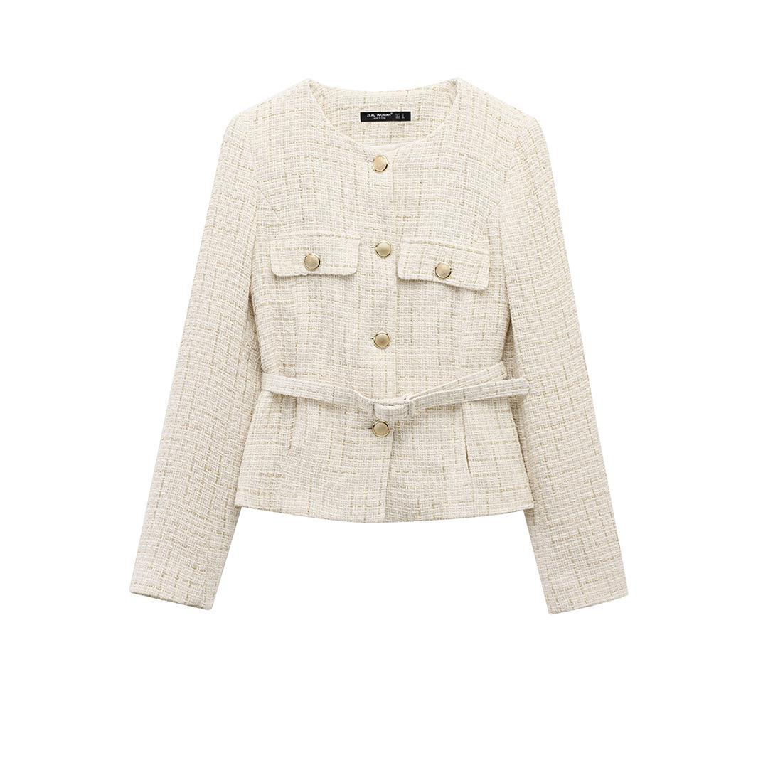 

Весна 2025 Женский Европейский и Американский Стиль С Длинным Рукавом Круглый Вырез Повседневный Пиджак Extra Small