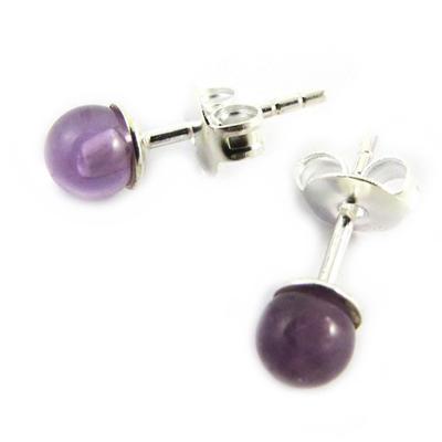 [M6733] - Amethyst 'Mineralia' Earrings - 4 Mm