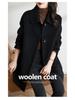 2025 Women's Plus Size Wool Blend Mid-Length Coat with Peter Pan Collar - Korean Fashion for Autumn/Winter