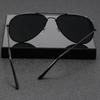 Men's Polarized Blue Sunglasses - Korean Style Polygonal Metal Frame for Driving & Beach Travel