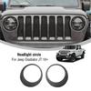 Carbon Fiber Headlight Lamp Decor Bezel Trim Cover Ring for Jeep Wrangler JL 18+