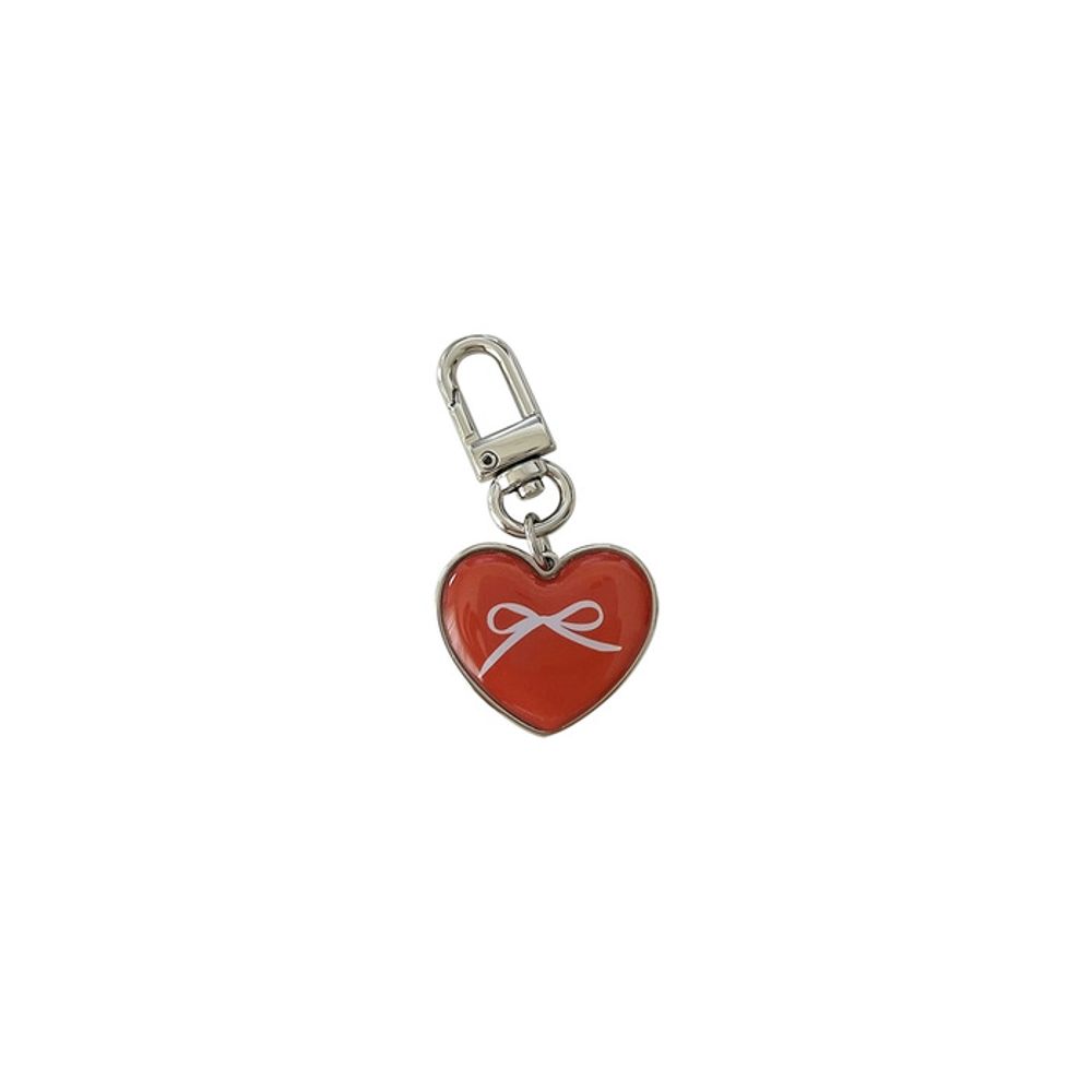 

allthesamestudio Ribbon Heart Epoxy Keychain (Red) Red