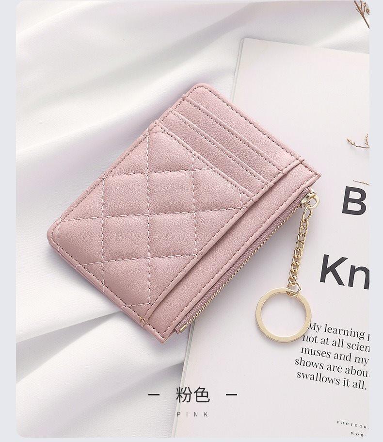 1pcs Soft sheepskin short wallet, small fragrance style diamond grid ultra-thin leather zipper mini change bag for women