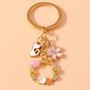 Cute Enamel Flower Bee Keychain Animal Key Rings Pendants for Women Girls Handbag Accessories DIY Jewelry Gifts