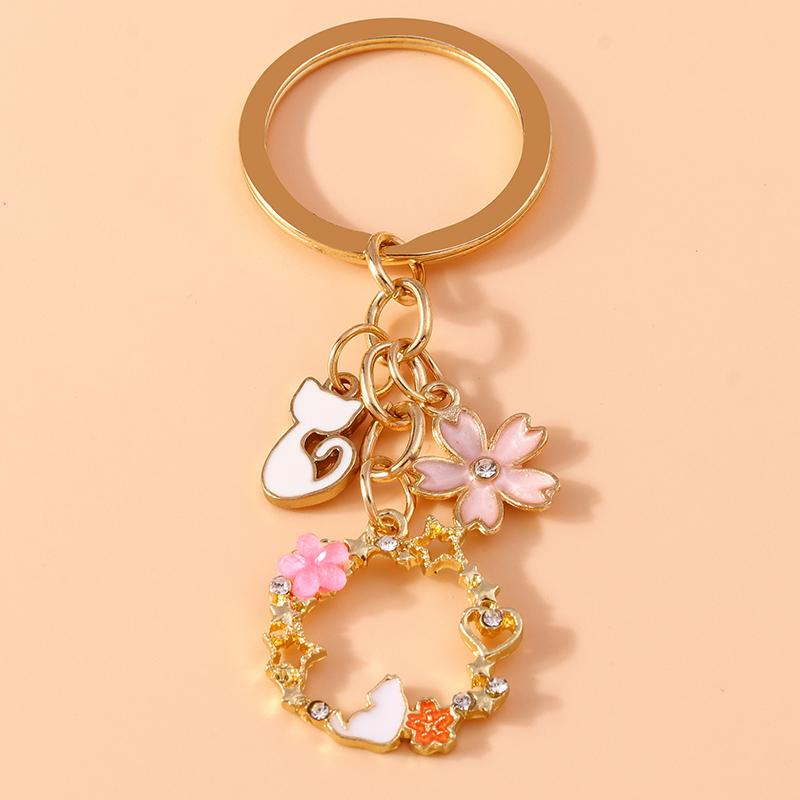 Cute Enamel Flower Bee Keychain Animal Key Rings Pendants for Women Girls Handbag Accessories DIY Jewelry Gifts