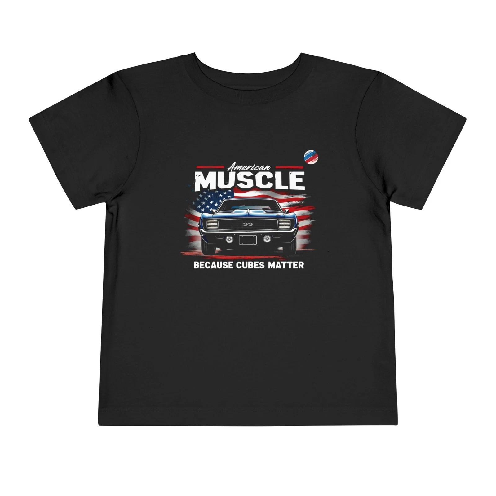 Toddler American Muscle Camaro SS USA Flag T-Shirt, Patriotic Retro Tee XS