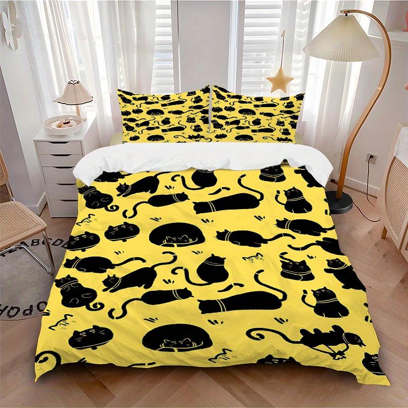 

3pcs Cat Pattern print bedding quilt cover, soft and comfortable quilt cover suitable for bedroom and guest room171 135x200cm