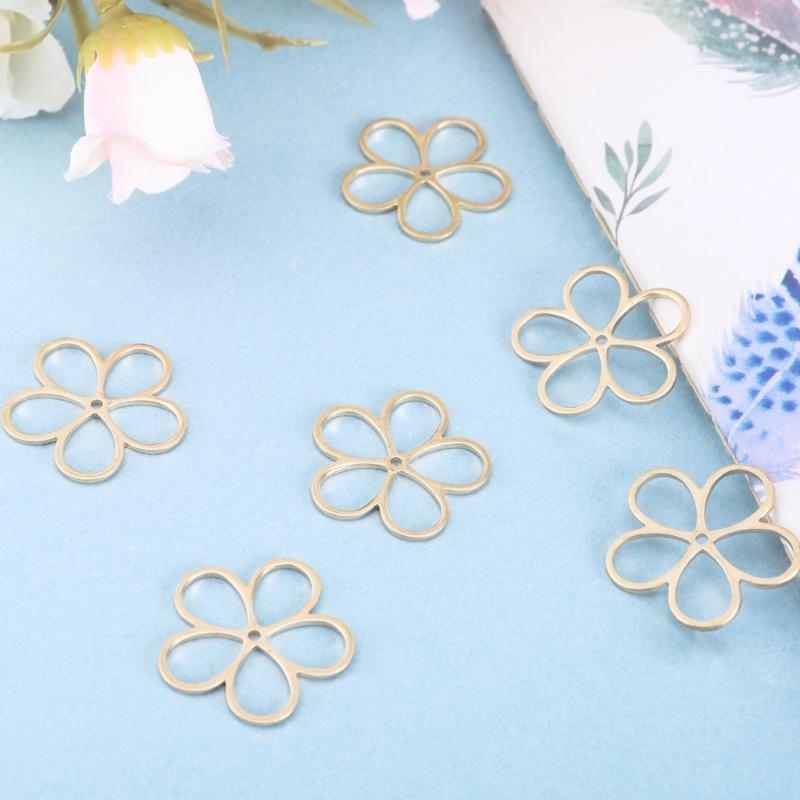 Pack of 10/20 Floral Jewelry Hollow Petal Pendants Small Flower Necklace Bracelet Supplies Alloy Material for Bracelet