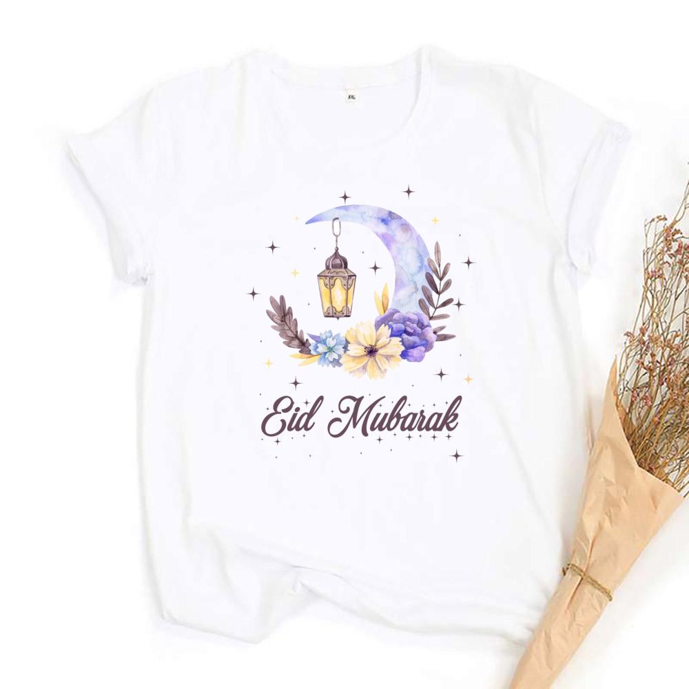 Eid Mubarak Tee Muslim Shirt Ramadan Gift Unisex Creative Top Casual Short Sleeve Crew Neck Unisex Tshirt Ramadan Mubarak Tops
