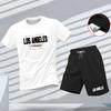 Nuovo set sportivo estivo da uomo, T-shirt a maniche corte e pantaloncini due pezzi, abbigliamento casual traspirante e ad asciugatura rapida.