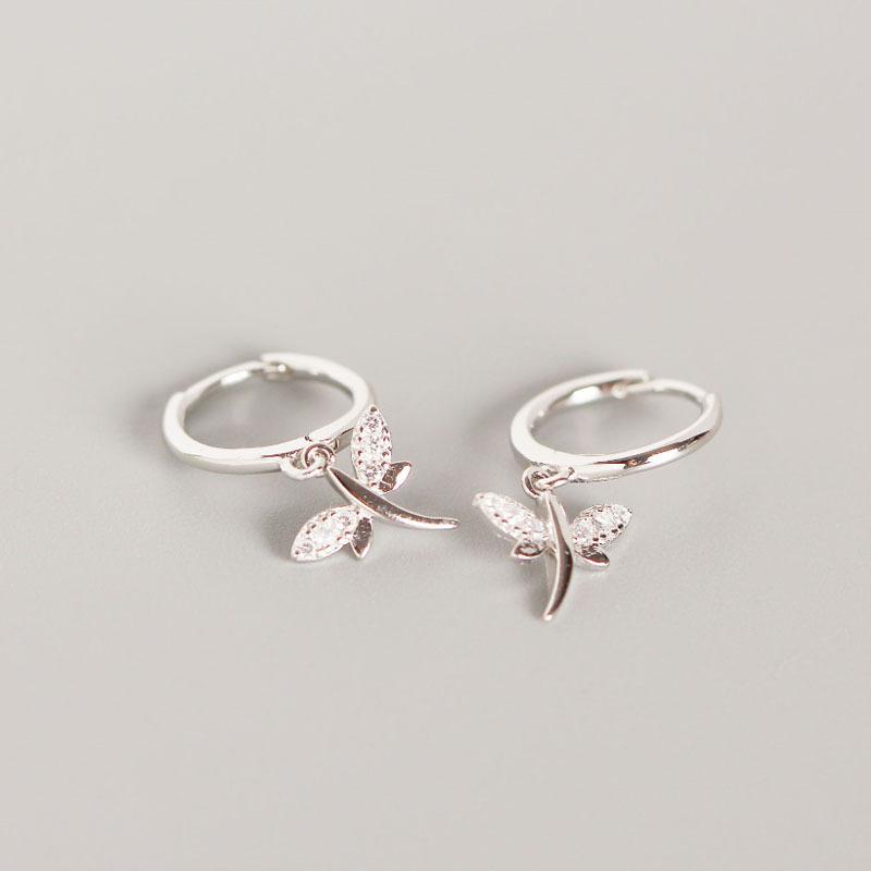 

925 Sterling Silver Dragonfly Earrings For Sweet Rural Style Outdoor Casual Jewelry Accessories Girlfriend Gift серебряный