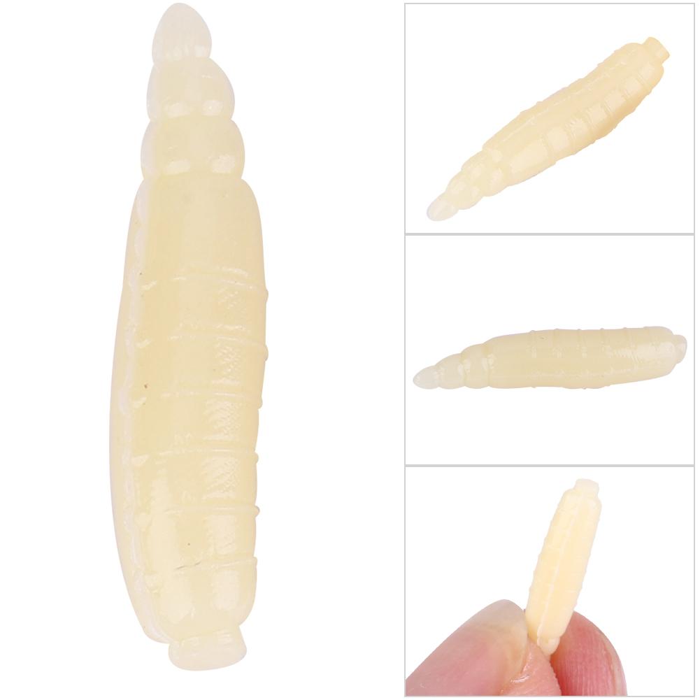 200pcs 17mm Small Artificial Maggot Grub Soft Lure LifE like Worms Fishing Baits