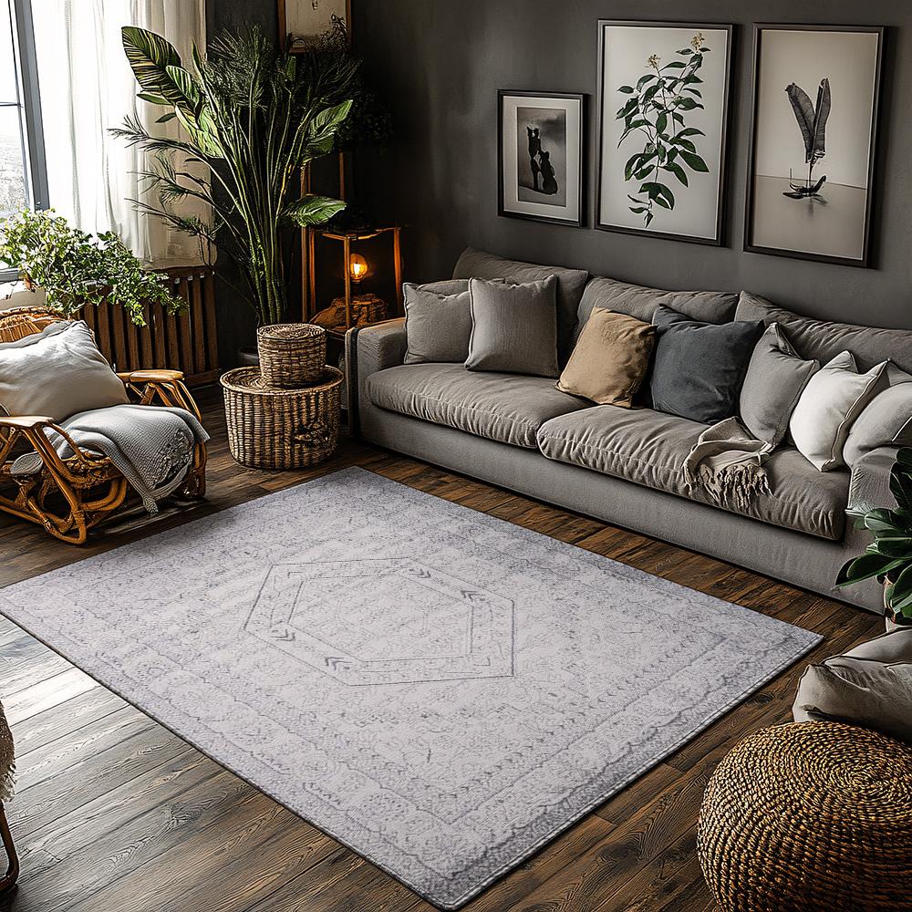 

Light Gray Geometric Area Rug, Scandinavian Non-Slip Carpet, Modern Living Room Mat for Cozy Home Decor Ethnic patterns 50x80cm20x31in