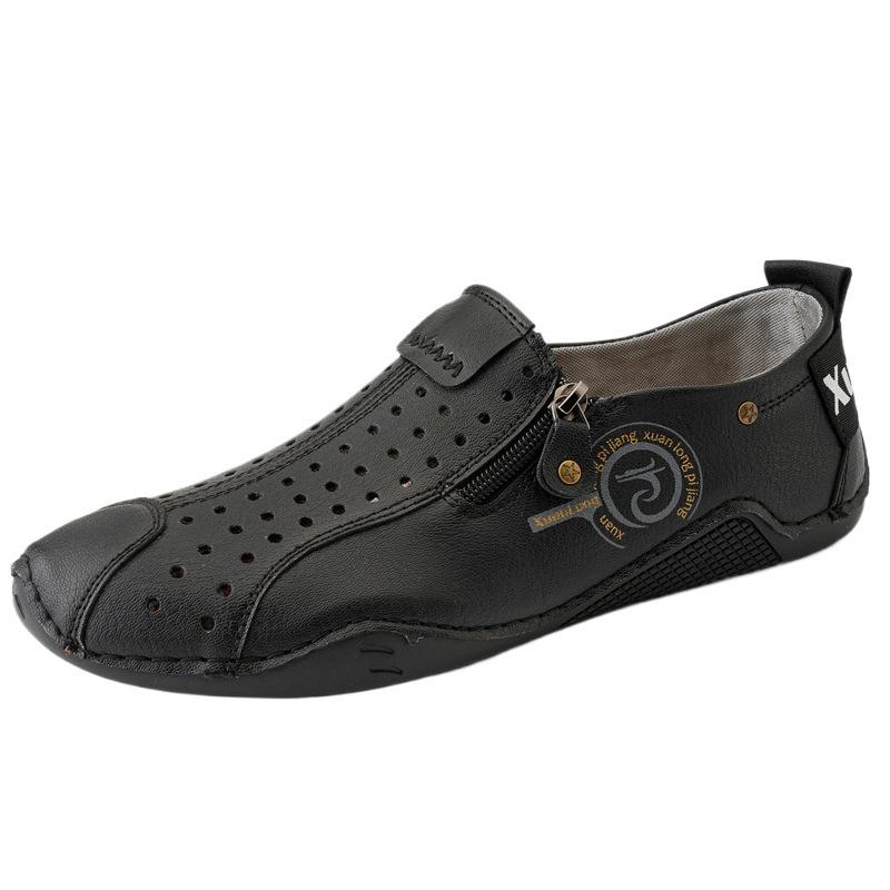 2025 popular summer large size men's shoes new casual shoes men's side zipper lazy shoes hand-stitched board shoes