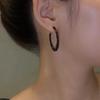 Light luxury C-shape Black Crystal Hoop Earrings Large Circle Geometric Earrings Women Elegant Jewelry Gifts