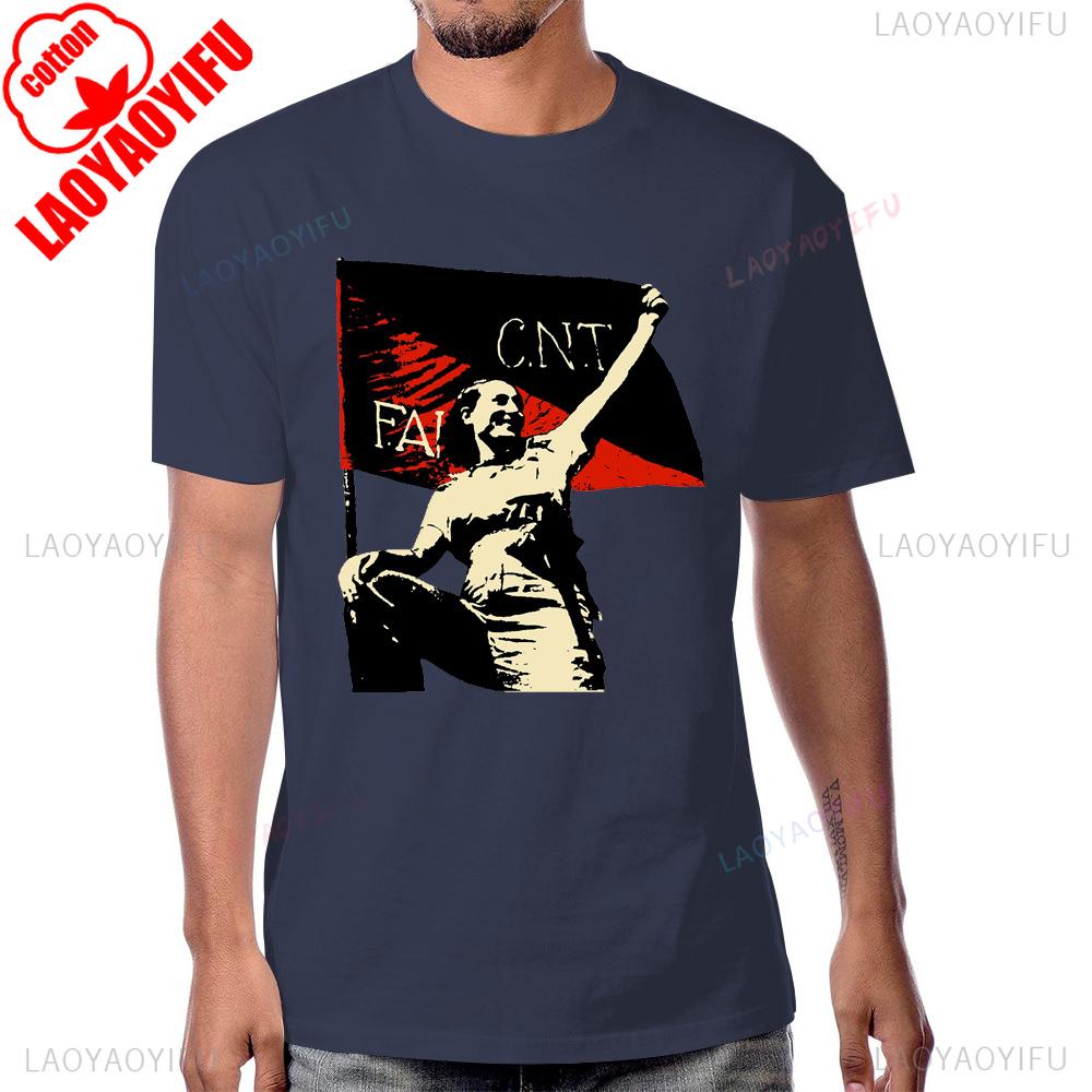 Espana National Confederation of Labour CNTAIT Tshirt Cotton Fashion Short Sleeve Man Tshirt Streetwear Hipster Women T Shirt