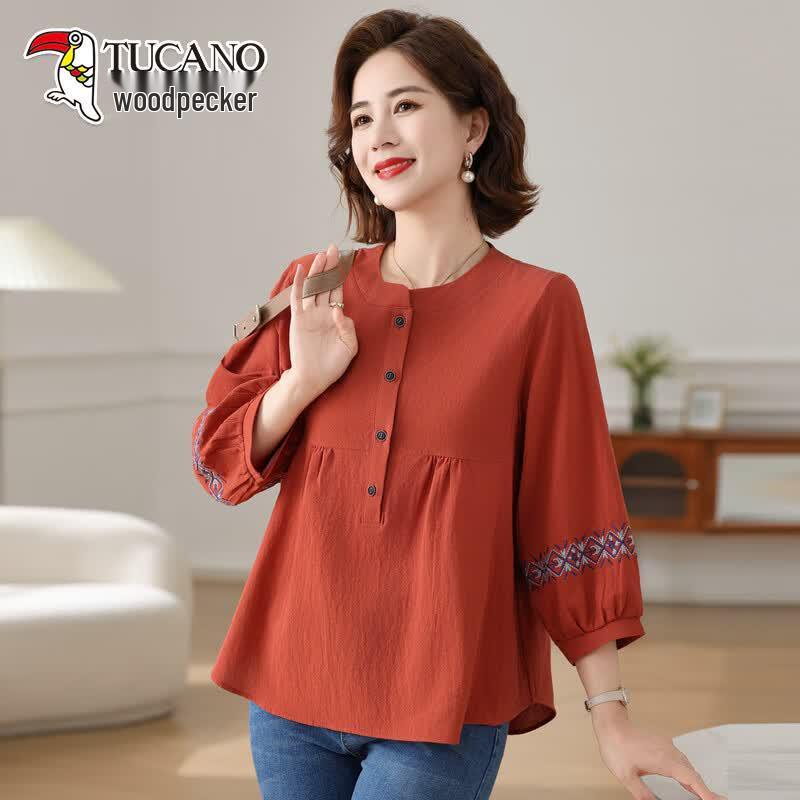 

TUCANO 2026 Women s Ethnic Loose Fit Seven-Point Sleeve Top 2XL