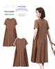 Women's Summer 2025 Pure Cotton Short Sleeve Dress - Loose Fit, Plus Size, Belly-Slimming, Casual for Middle-Aged Moms