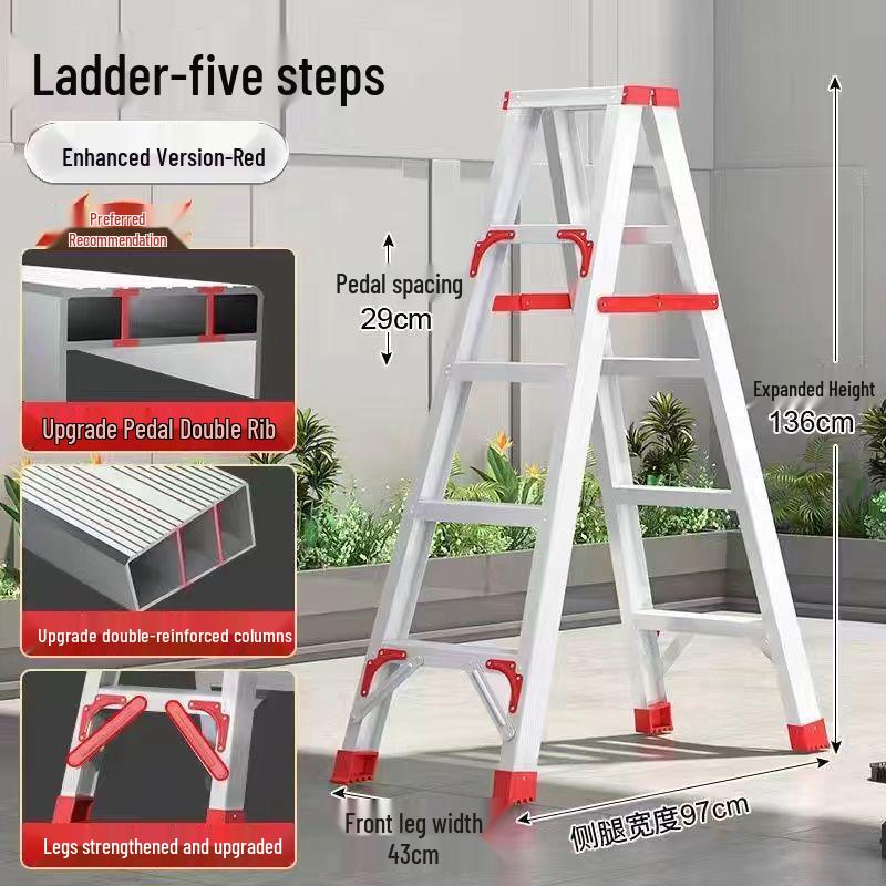 4m Aluminum Alloy A-Frame Ladder: Thickened, Non-Extendable, Foldable Household and Engineering Use