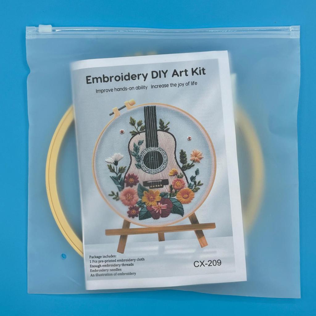 1 Set Gitarren-Stickmaterial-Set für DIY-Kreuzstich, einschließlich Werkzeuge und Stichanleitungen, geeignet für Anfänger. Stickstoff-Stoffmaterial-Set