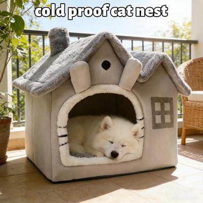 Niche pliable pour chien, tapis de lit pour petits et moyens chiens, chats, lit chaud d'hiver pour chat, nid, produits pour animaux de compagnie, panier pour animaux de compagnie, chiot, canapé, grotte