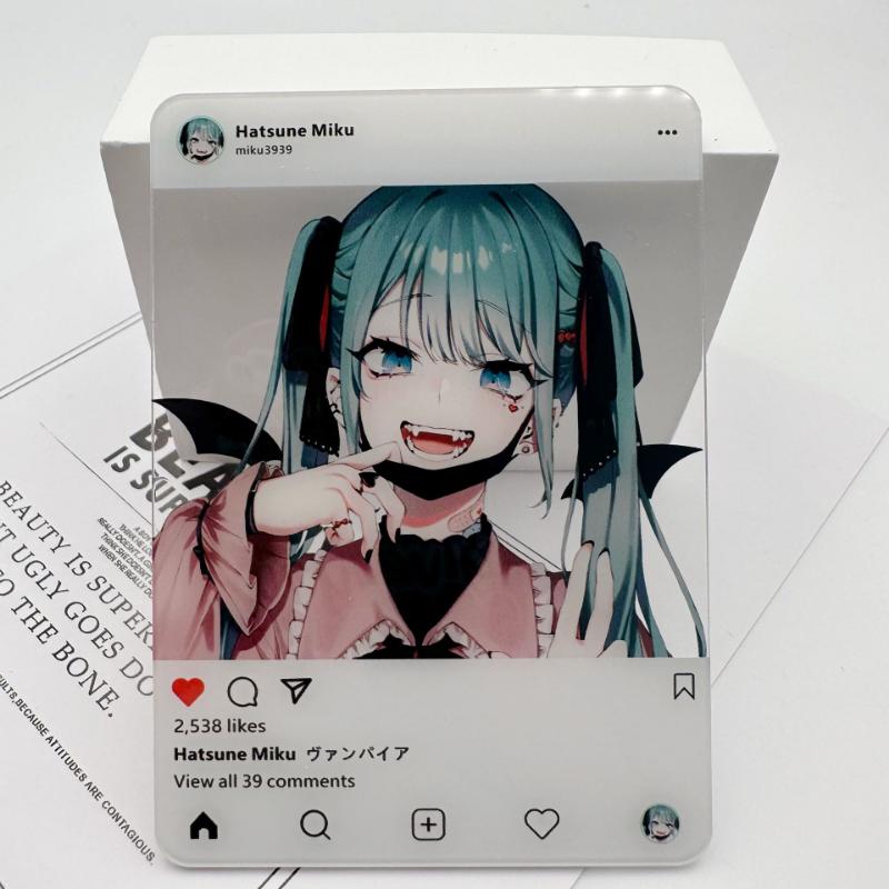 Anime Hatsune Miku Tre Pollici Po Props Fai da Te Cartone Animato Nuovo Acrilico Trasparente Card Kawaii Miku Carta da Collezione Giocattolo Regalo di Compleanno