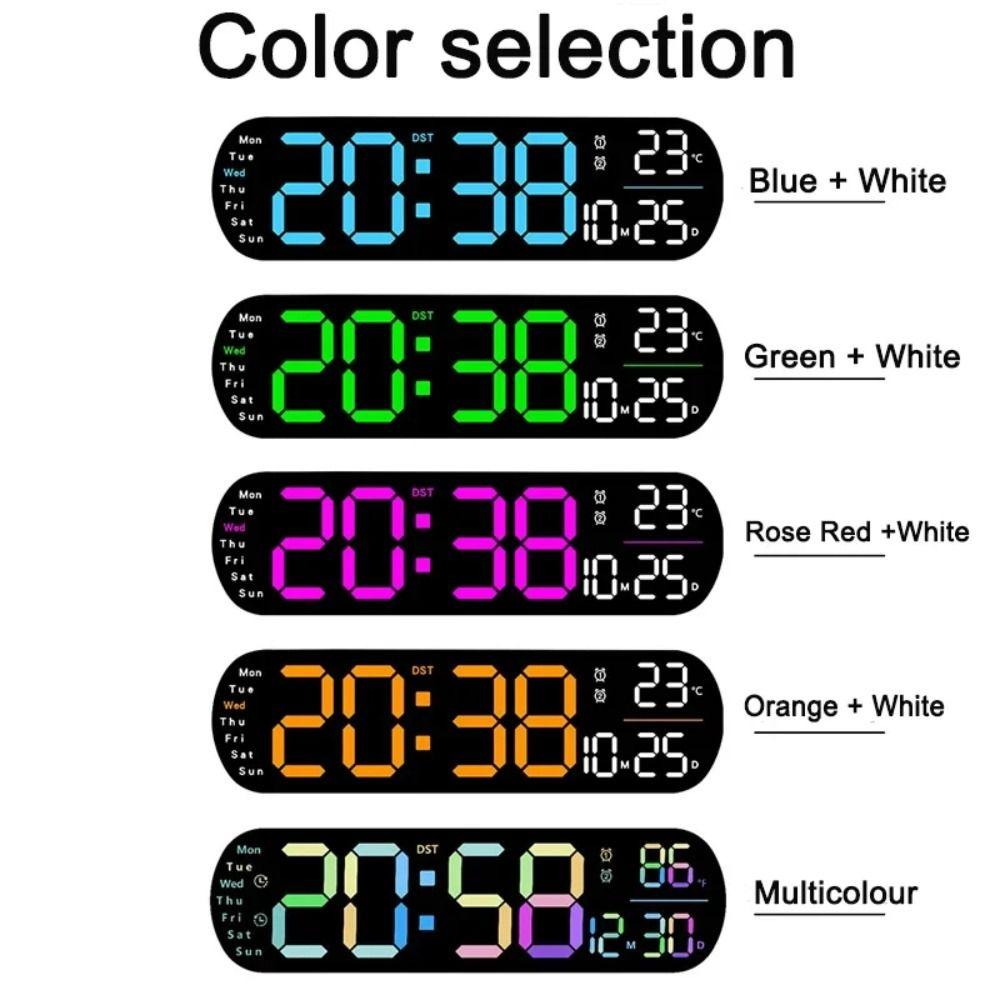 Temperature Display LED Digital Wall Clock Humidity Display Wall-mounted Clock  Bedroom Decor