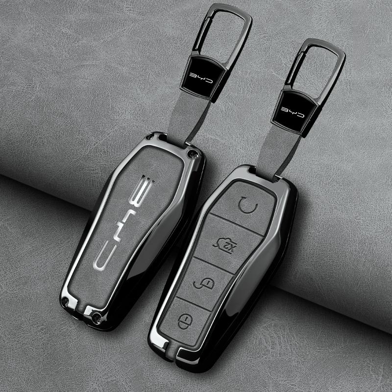 Car Key Case Cover Shell Fob for BYD Atto 3 Han EV Dolphin Lied Tang Dm Qin PLUS Song Pro MAX Yuan Zinc Alloy Protector Keychain