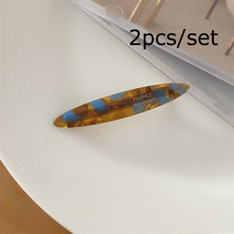 2pcs/set Elegant Acetate Hair Clip Colorful Leopard Print Oval Geometric Hairpin Sweet Women Hair Accessories