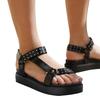Where's That From Womens/Ladies Hawaii Studded Patent Leather Multi Strap Wide Sandals