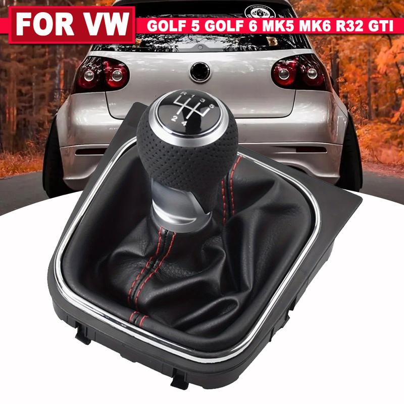 For Volkswagen VW Golf 5 Golf 6 MK5 MK6 R32 GTI 2004-2009 Car Manual 5 6 Speed Gear Shift Knob Suede Leather With Gaiter Boot