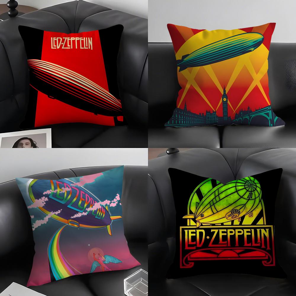 L-Led Zeppelinn Band Cushion Cover Pillowcase Ultra Soft Skin Friendly Fabric Cloud Like Comfort & Concealed Zipper