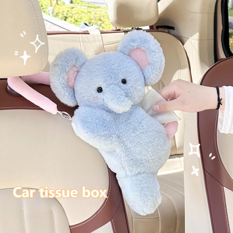 NEW Car Tissue Box Cute Little Elephant Cute Cartoon Doll Tissue Bag Car Hanging Cardboard Box Internet Celebrity Tissue New