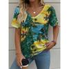 Women's T-Shirt Coconut Tree Pattern 3d Printing Fashion Casual V-Neck Short-Sleeved Beach Style Outdoor Women's Clothing