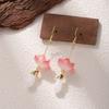 Antique New Chinese Long Earrings Imitation Pearl Water Drop Lotus Earrings Women'S National Tide Elegant Retro New Chinese Earrings