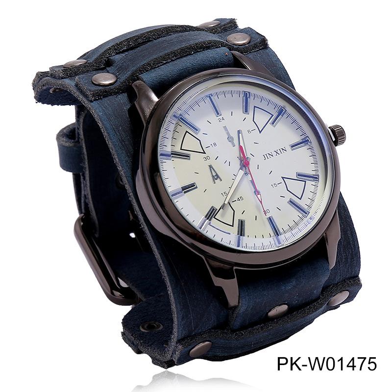 

Vintage Watches Men Genuine Leather Pointer Belt Strap Punk Watch Wide Cowhide Bracelet & Bangles For Women Male Jewelry