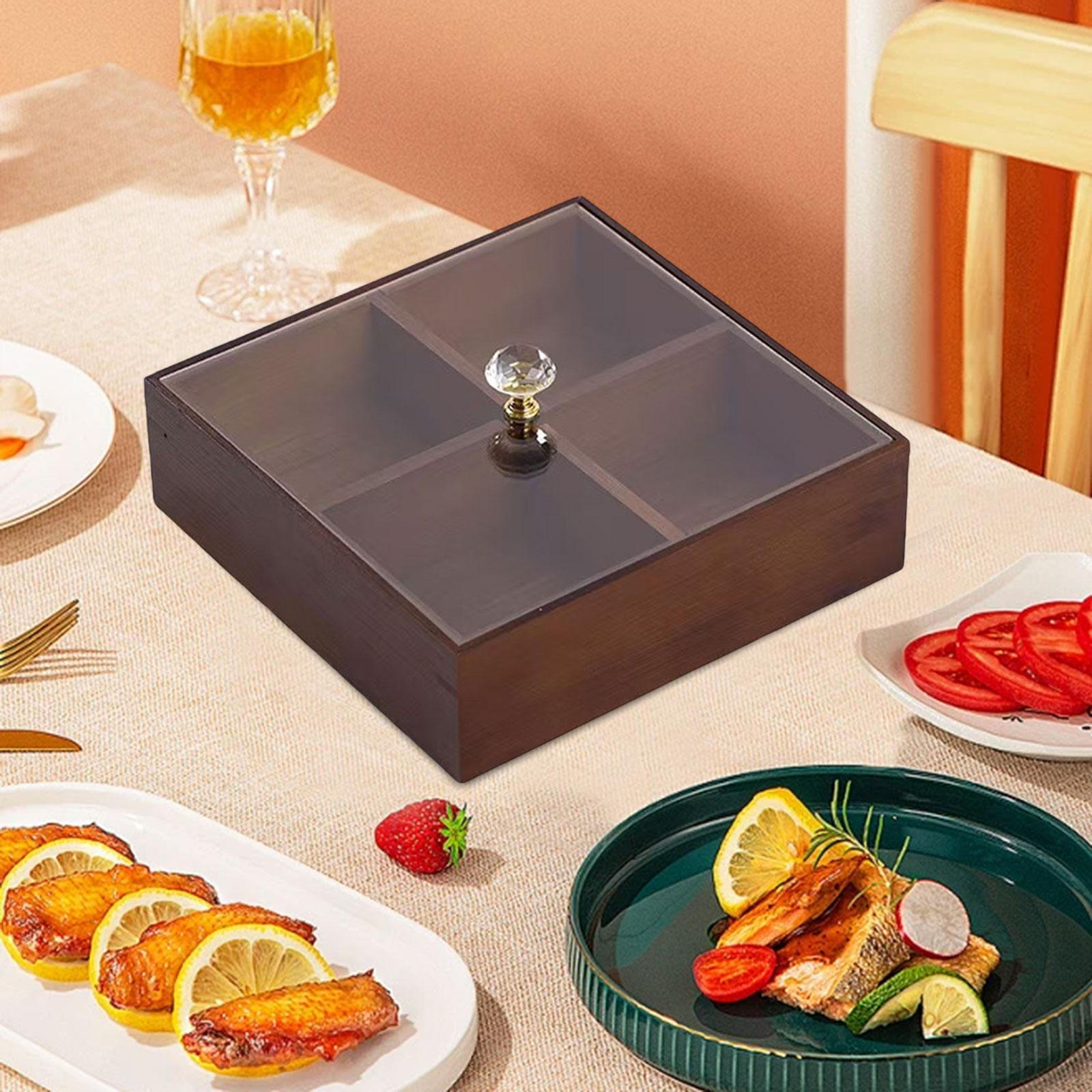 

Разделенный поднос для конфет и орехов, закуска с крышкой для фруктов 4 grid 1 layer