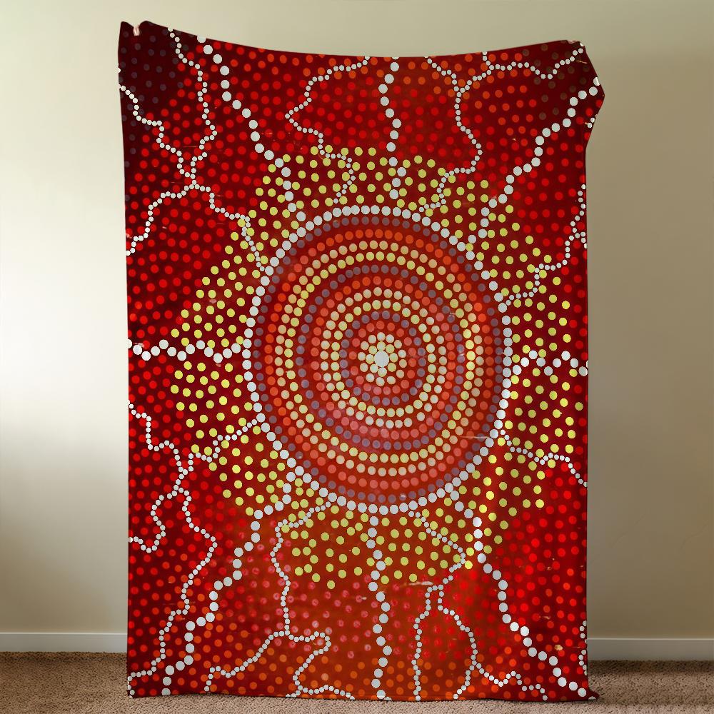 Australian Aboriginal Art Creative Blanket Throw Super Cosy Plush Living Room Sofa Couch Childish Birthday Gifts 75cmx90cm