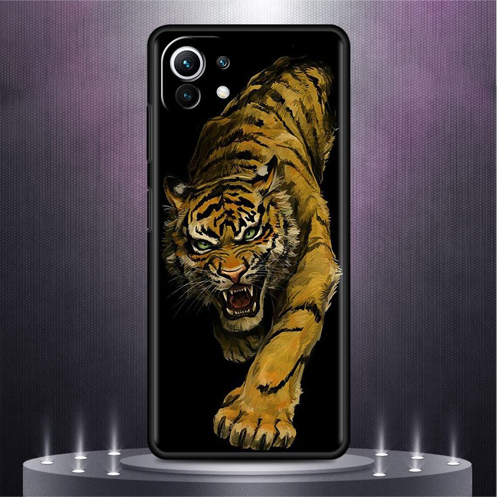 Black Case For Xiaomi Mi Poco X3 NFC M4 F3 C40 11 11T 10T Pro 12 9T 9 10 Lite TPU Phone Cover Tiger Animal