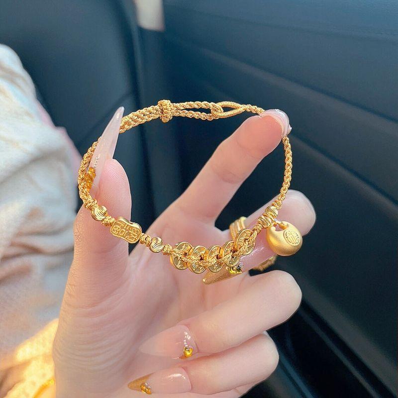 

Браслет «Династия Пяти Императоров» с монетами, маленький толстячок Фу, обернутый, новый китайский стиль, национальный стиль, плетеный браслет-оберег на удачу, для женщин Wu Di Qian Xiao Pang Fu Bracelet