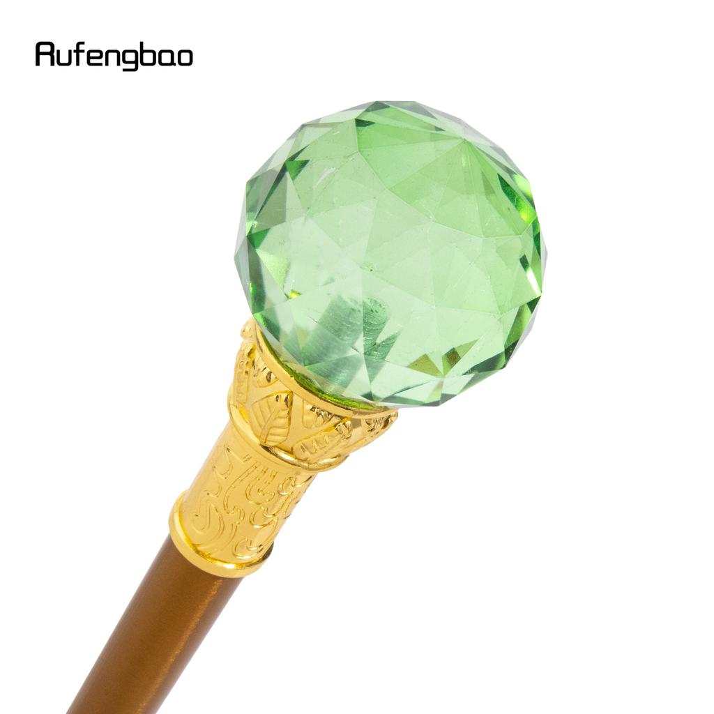 Green Glass Ball Golden Walking Cane Fashion Luxury Stick Cane Stage Cane Decorative Cosplay and Parties, for Cosplay & Party