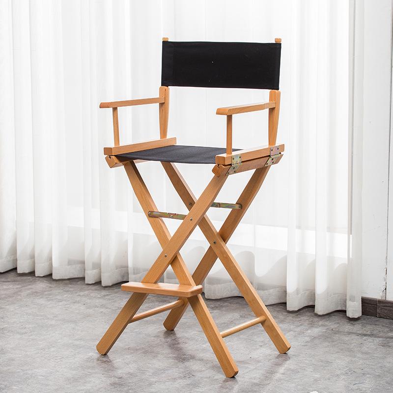 Klappbarer Regiestuhl aus Massivholz mit Segeltuchsitz und -lehne: Ideal für Bar, Büro, Make-up, Angeln, Outdoor und Freizeit.